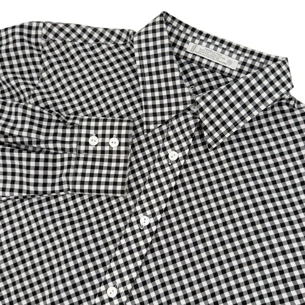 Foxcroft Womens 12 Button Down Shirt Long Sleeve Black White Gingham Plaid Top